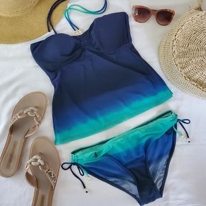 Ralph Lauren Ruched Bandeau Halter Tankini 2 Piece